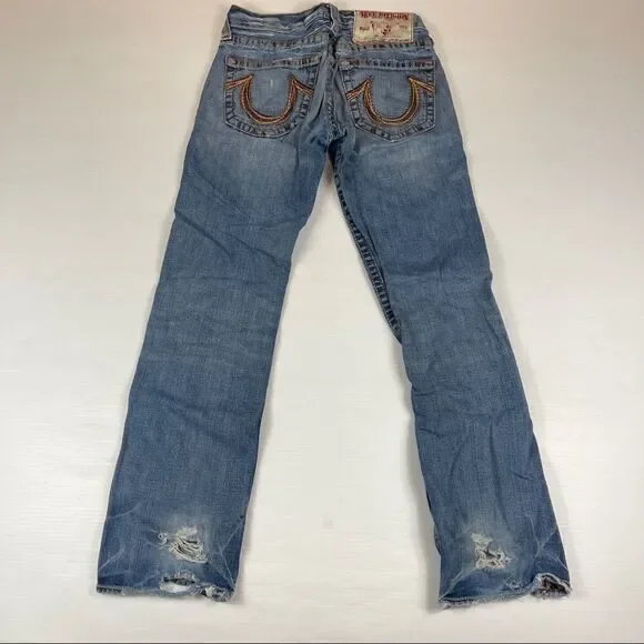 True Religion Rainbow Bobby Destroyed Distressed Jeans Mens 30x33 Denim - Picture 5 of 13
